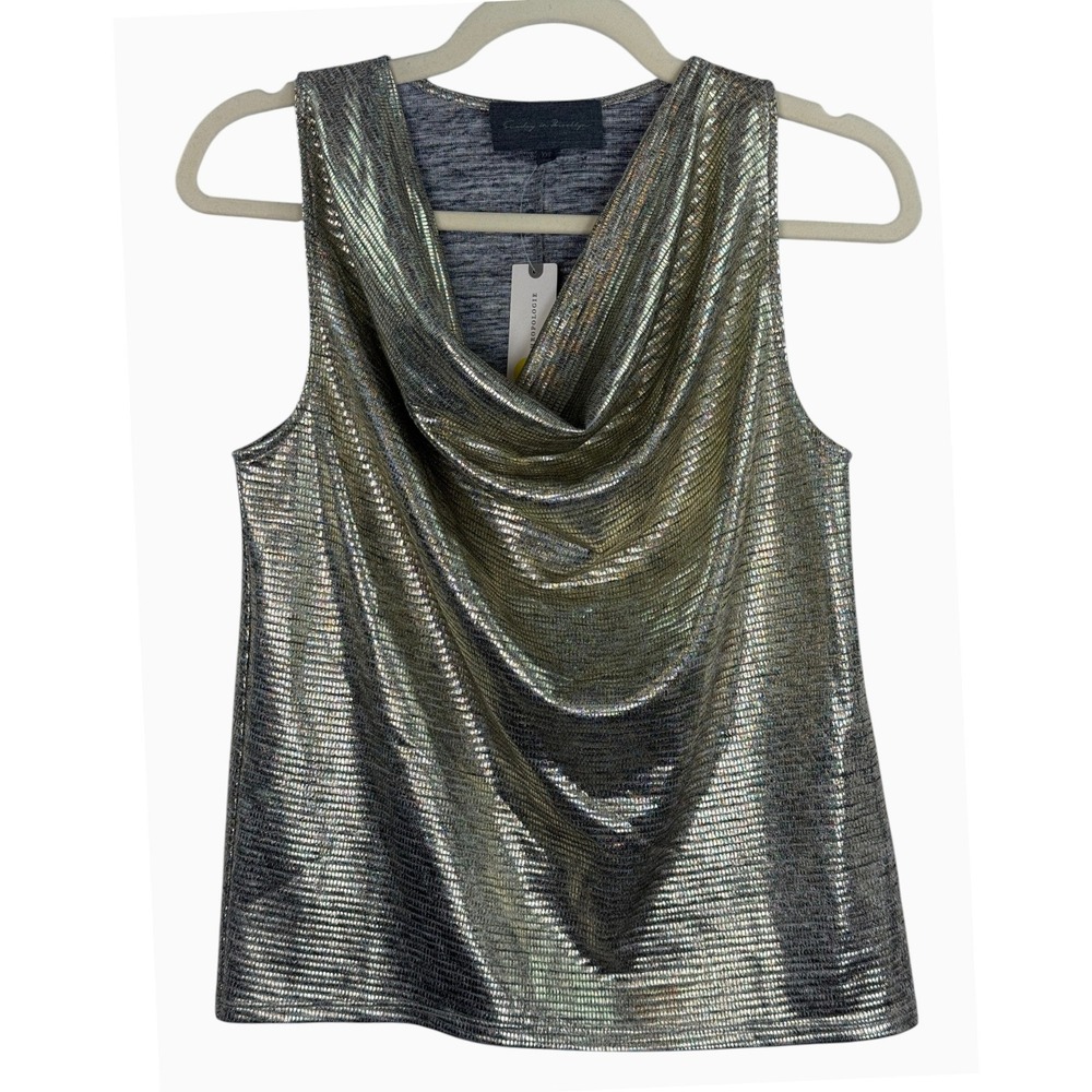 Sunday in Brooklyn Anthropologie XXS Gold Metallic Cowl Neck Tank Top NWT